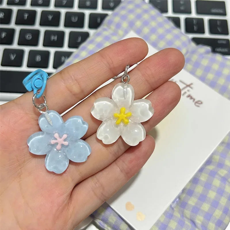 Cherry Blossom Flower Keychain Charms – 5pcs Resin Set