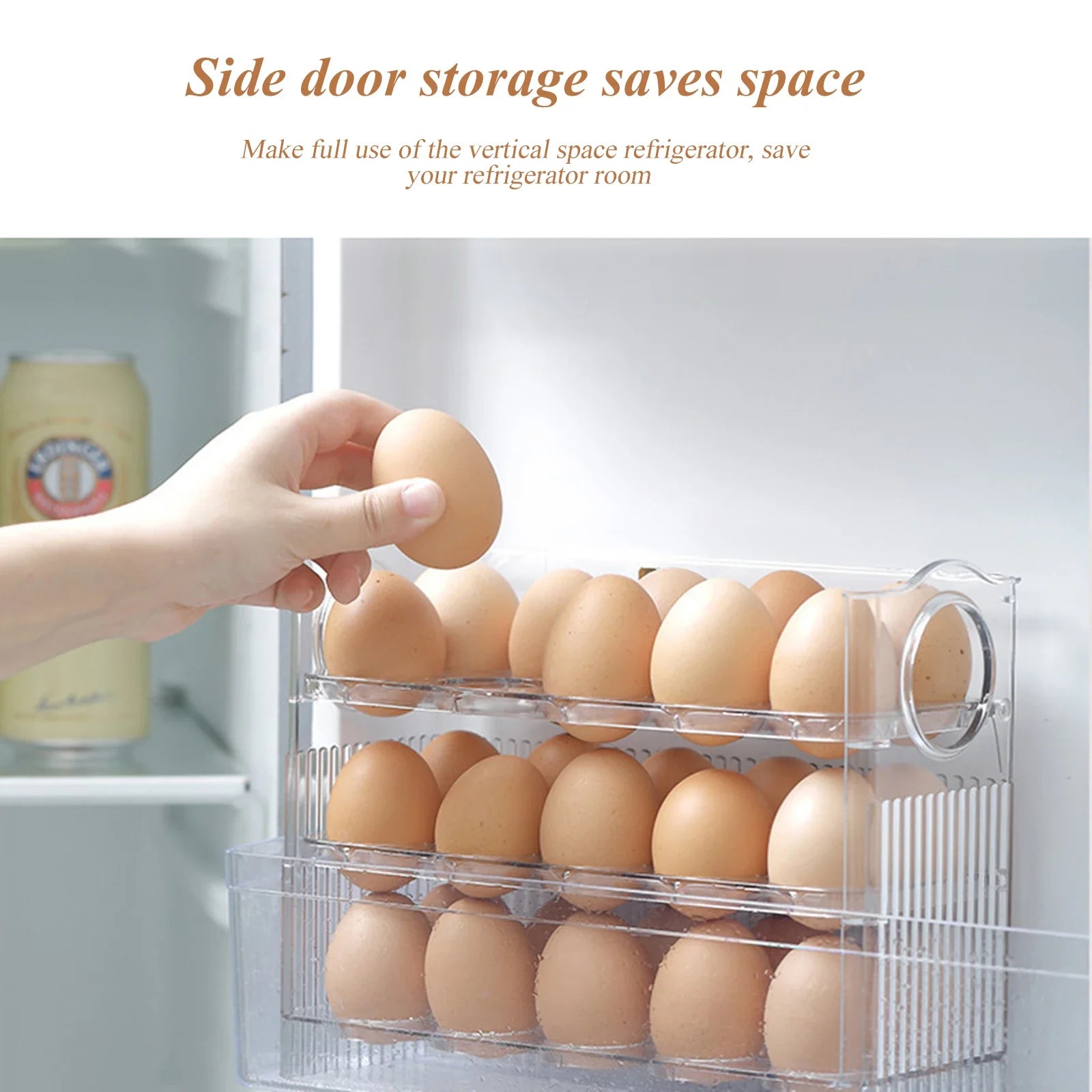 1Pcs New High-capacity multilayer egg storage box Refrigerator Side Door Egg Holder Save space Kitchen specific storage egg tray Peaceful Pleasures Health and Wellness
