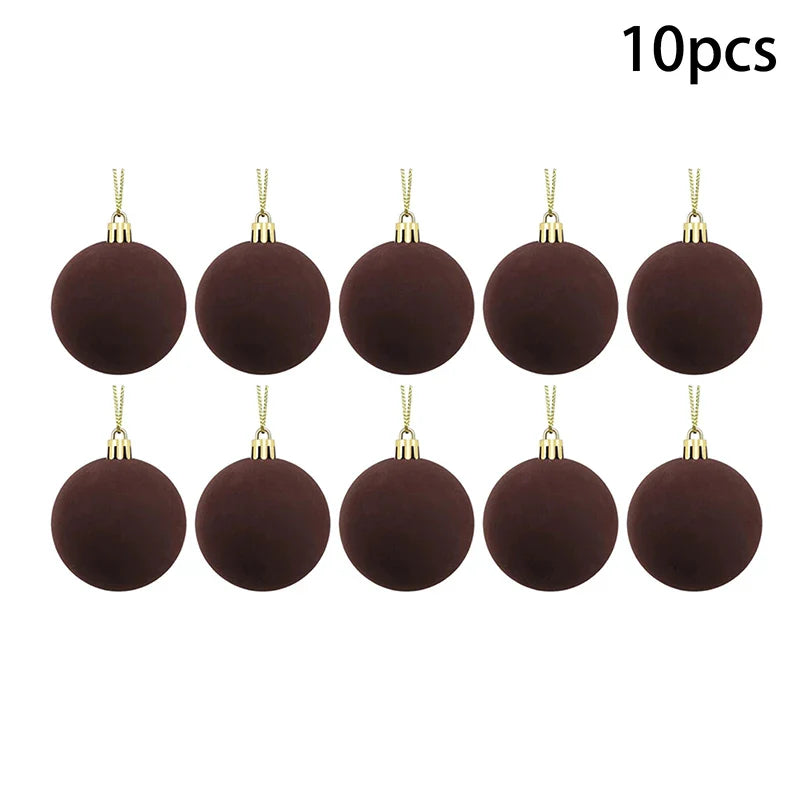 Velvet Christmas Ball Ornaments Red & White Xmas Tree Decor