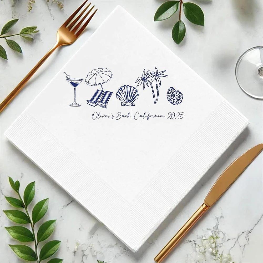 Last Toast on the Coast Custom Napkins | 20Pcs Bachelorette Custom Party Napkins Peaceful Pleasures Health and Wellness