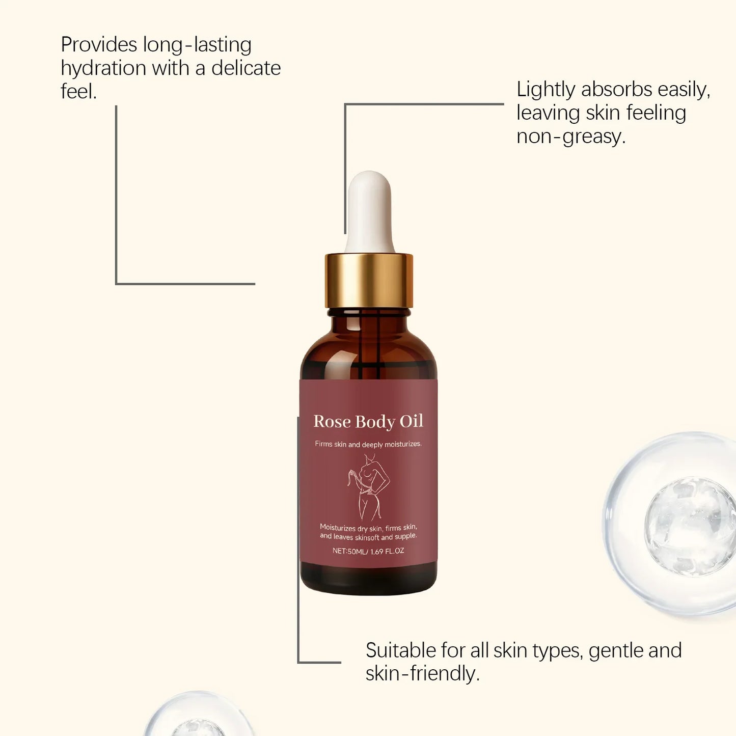 Rose Body Essential Oil Serum – Deep Moisture & Nourishing 50ml