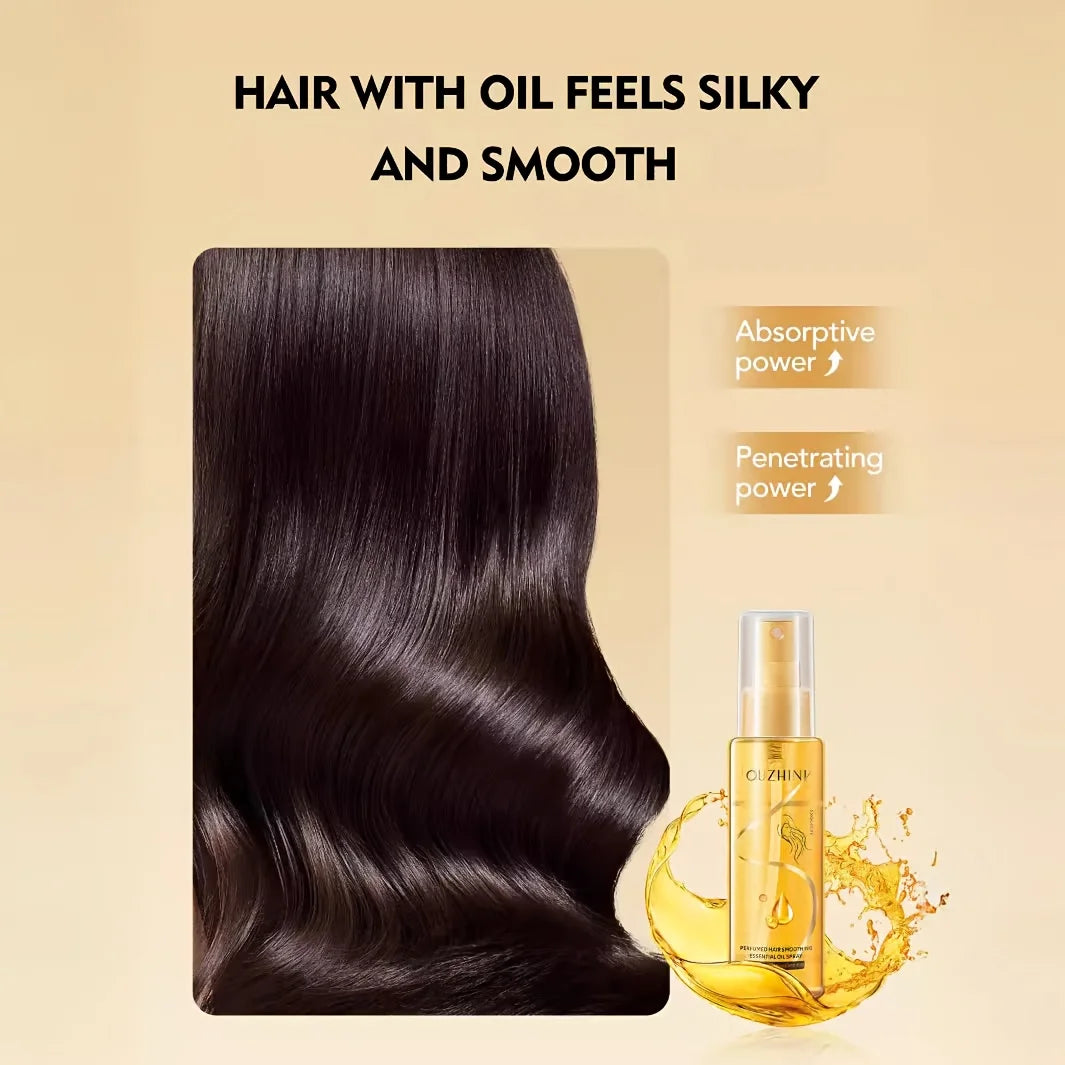 Fragrance Hair Care Essential Oil Spray, Fragrance Hair Conditioner, Smooth Hair Care Essential Oil to Prevent Frizz, Moisturizing and Nourishing, Long-Lasting Fragrance Hair Care Essential Oil Spray 100Ml/Bottle-1 Bottle Peaceful Pleasures Health and Wellness