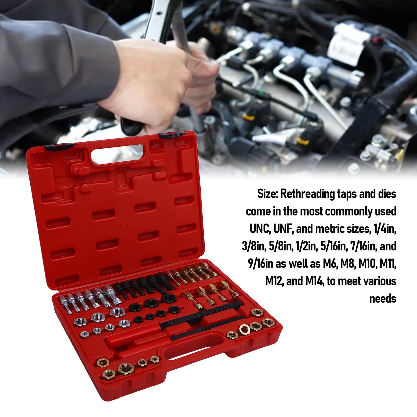 48-Piece Thread Chaser Set – Metric & SAE Taps, Dies & Files