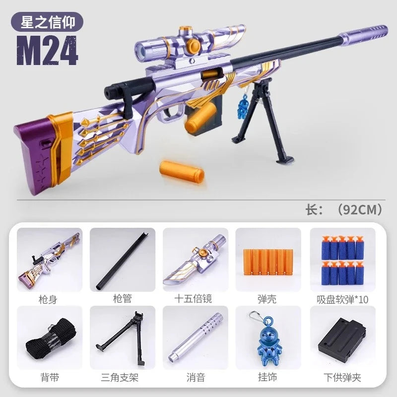Soft Bullet Toy Gun Safe Shell Throwing Hand Movement Boys Toys Suitable for Outdoor Parent-child Interaction Peaceful Pleasures Health and Wellness Purple-Gold