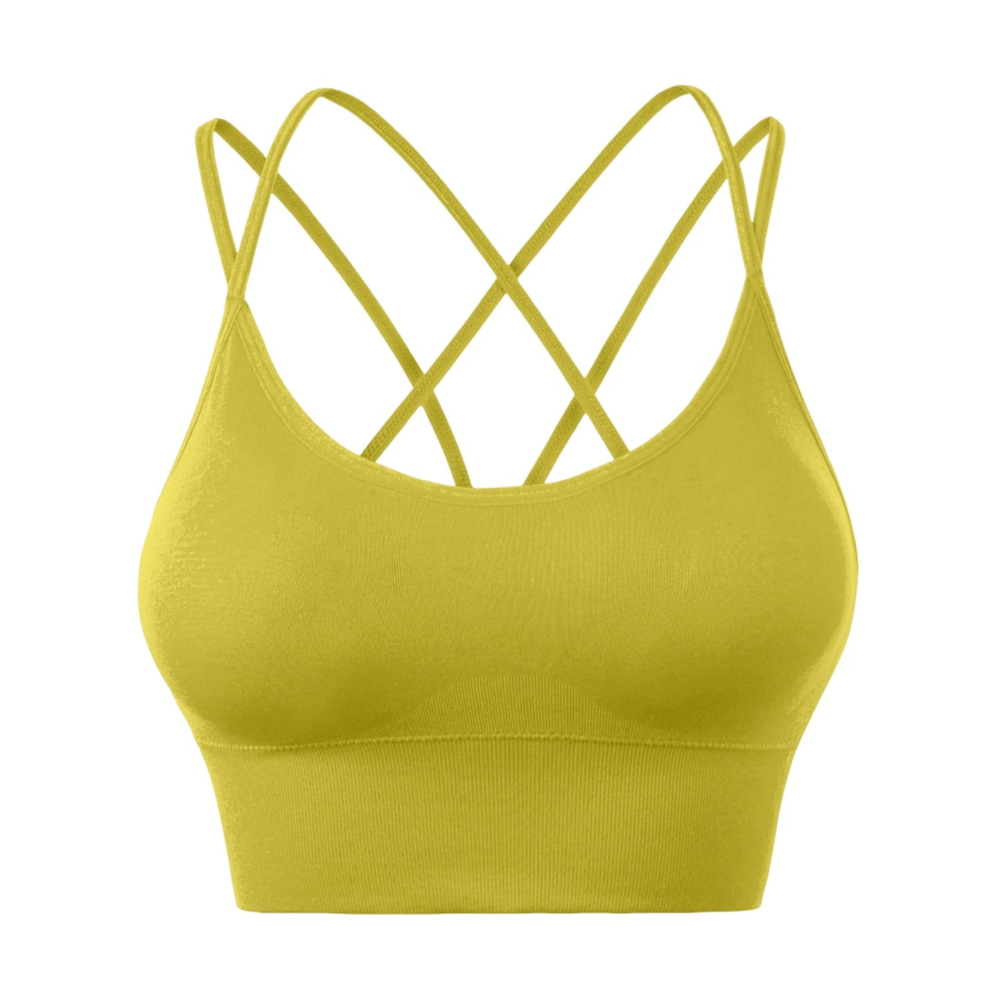 Wirefree Sports Bra Women's Sexy Back Shockproof Fitness Crisscross Brassiere Training Sports Running Yoga Tank Tops Sportswear Peaceful Pleasures Health and Wellness Ginger 34