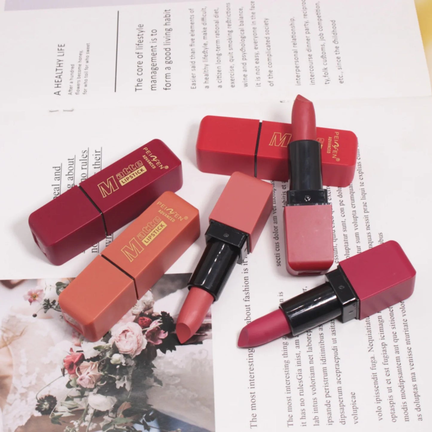 Matte Lipstick Set with 6 Waterproof Colors Peaceful Pleasures Health and Wellness