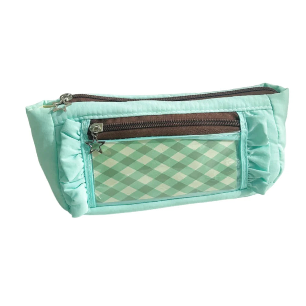 Trendy Large Capacity Pencil Case Cute Sweet Makeup Bag Simple DIY Ita Bag Zipper Stationery Pouch Kids Gift Peaceful Pleasures Health and Wellness Green