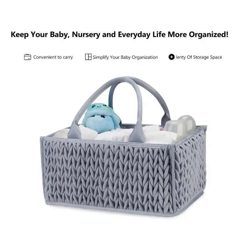 Foldable Baby Diaper Storage Basket | Travel Nursery Caddy