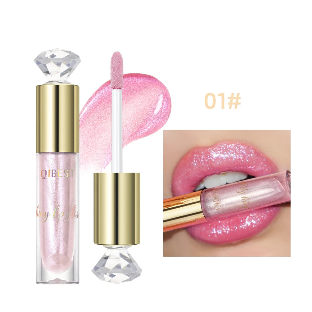 QIBEST Glitter Lipgloss Shimmer Diamond Lip Gloss Lasting Makeup Moisturizing Lip Glaze Shiny Cosmetics Lip Stain Tint For Women Peaceful Pleasures Health and Wellness 01