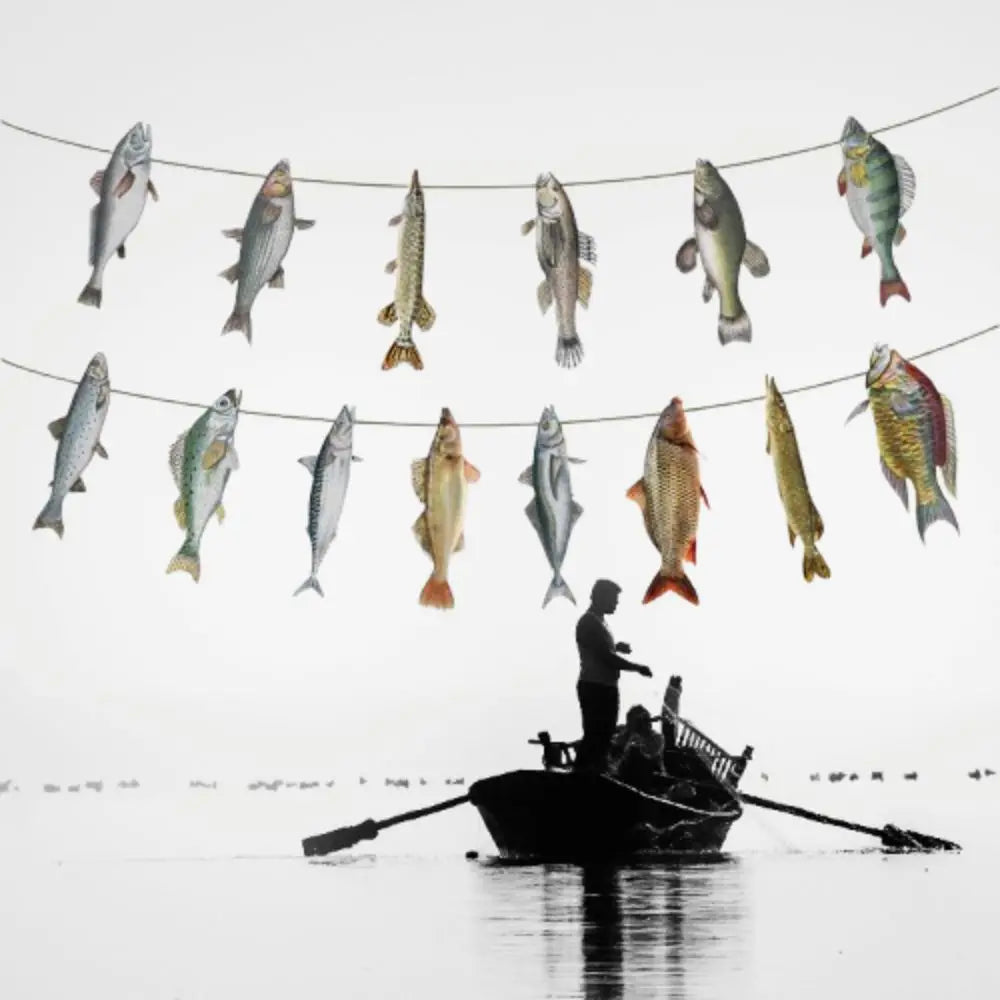 Colorful Fishing Hanging Banner – Paper Fish Garland Decor