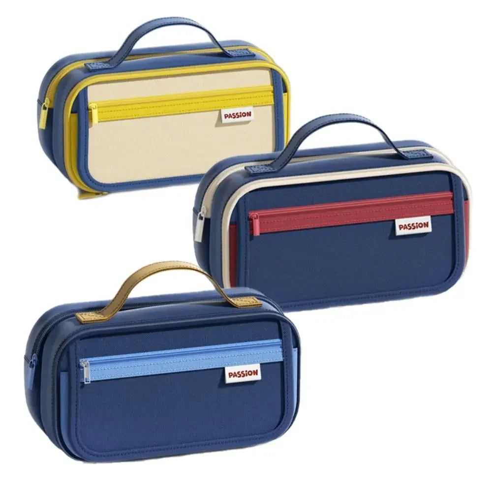 Retro 9 Layers Pencil Case Portable Large Capacity Pen Bag Wear-resistant Dirt-proof Pencil Pouch Student Peaceful Pleasures Health and Wellness