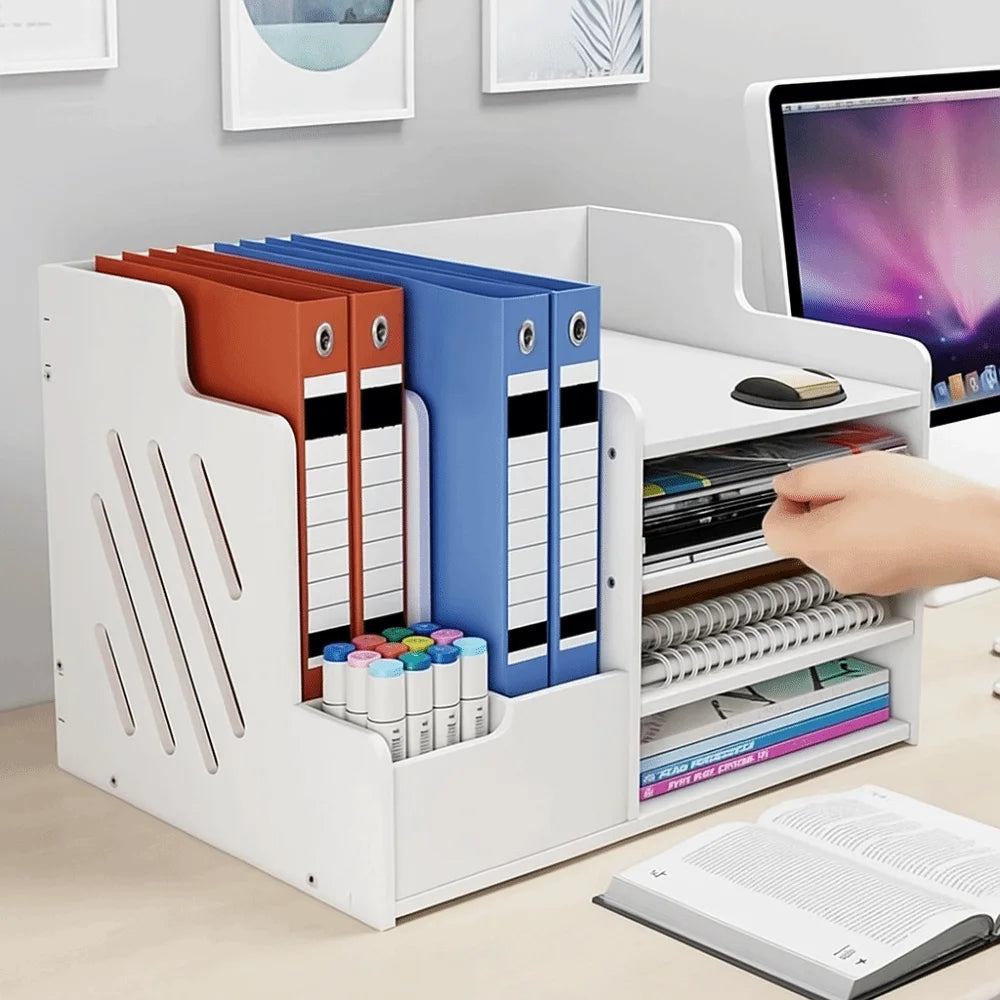 Large Capacity File Storage Rack Space Saving Thickened File Sorter Multi-Layer Partition Design Desktop Storage Box School Peaceful Pleasures Health and Wellness