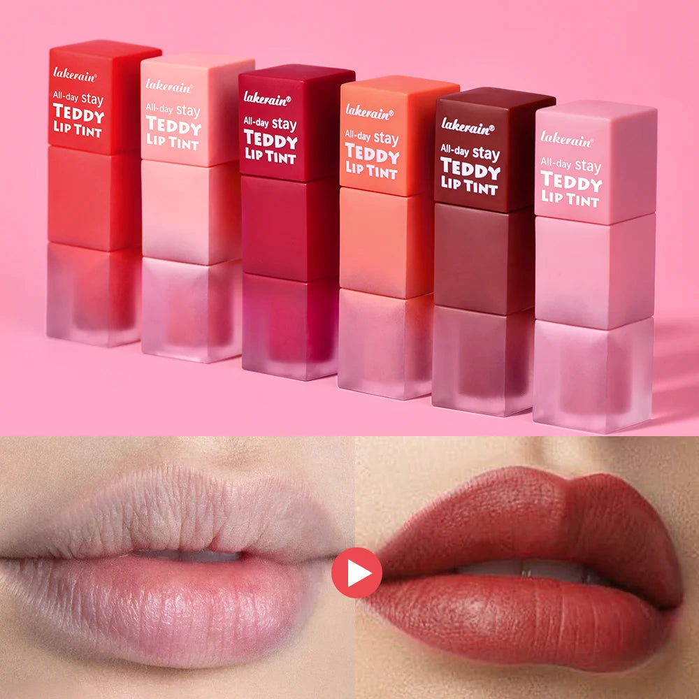 6pcs/set Teddy Velvet Non-stick Cup Lip Glaze Matte Lipstick Waterproof Longlasting Color Liquid Silky Saturation High Lip Gloss Peaceful Pleasures Health and Wellness