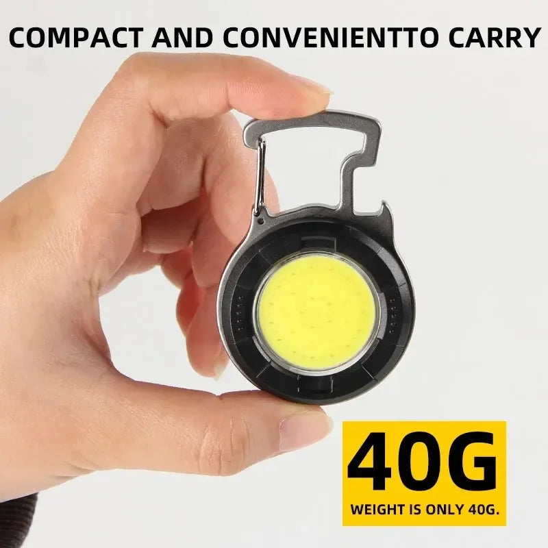 COB LED Keychain Flashlight | Type-C Rechargeable Mini Work Light
