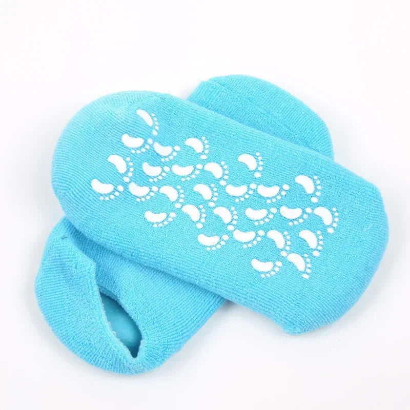 1 pair Reusable SPA Gel Socks Moisturizing Whitening Exfoliating Velvet Smooth Beauty Foot Care Silicone Socks Feet Care Peaceful Pleasures Health and Wellness DEEP BLUE