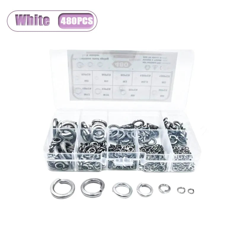480pc 304 Stainless Steel Lock Washer Set M3–M10 Assortment