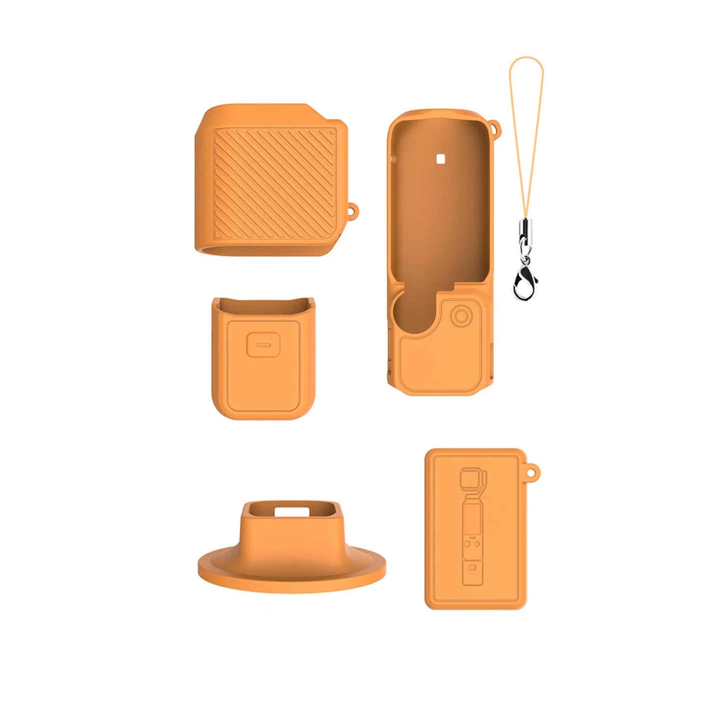 Soft Silicone Case For DJI Pocket 4 With Base Stand And Wrist Strap Thick Shockproof Cover Non-Slip Design For Secure Handling Peaceful Pleasures Health and Wellness Orange