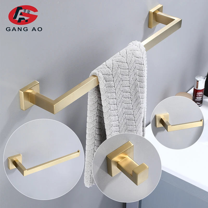 Brushed Gold Bathroom Accessories Set | 304 Stainless Steel