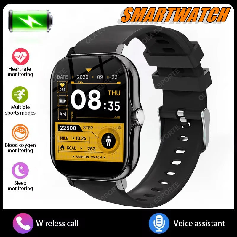 2026 New Smart Watch BT Call Message Notification Heart Rate Sleep Health Monitoring Outdoor Sports Fitness Tracking Smartwatch Peaceful Pleasures Health and Wellness Black
