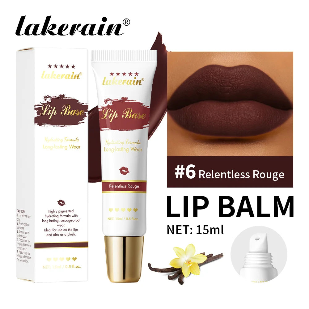 Lakerain Lip Base Cream Moisturizing Highly Pigmented Long-lasting Hydrating Matte Finish Smudge-proof 2 in 1 Lip & Cheek Cream Peaceful Pleasures Health and Wellness Relentless Rouge