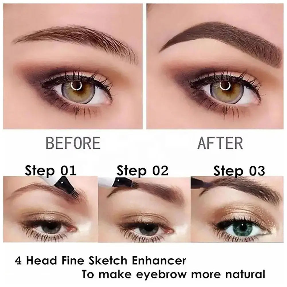 4-Tip Microblading Liquid Eyebrow Pencil – Waterproof, Long Lasting