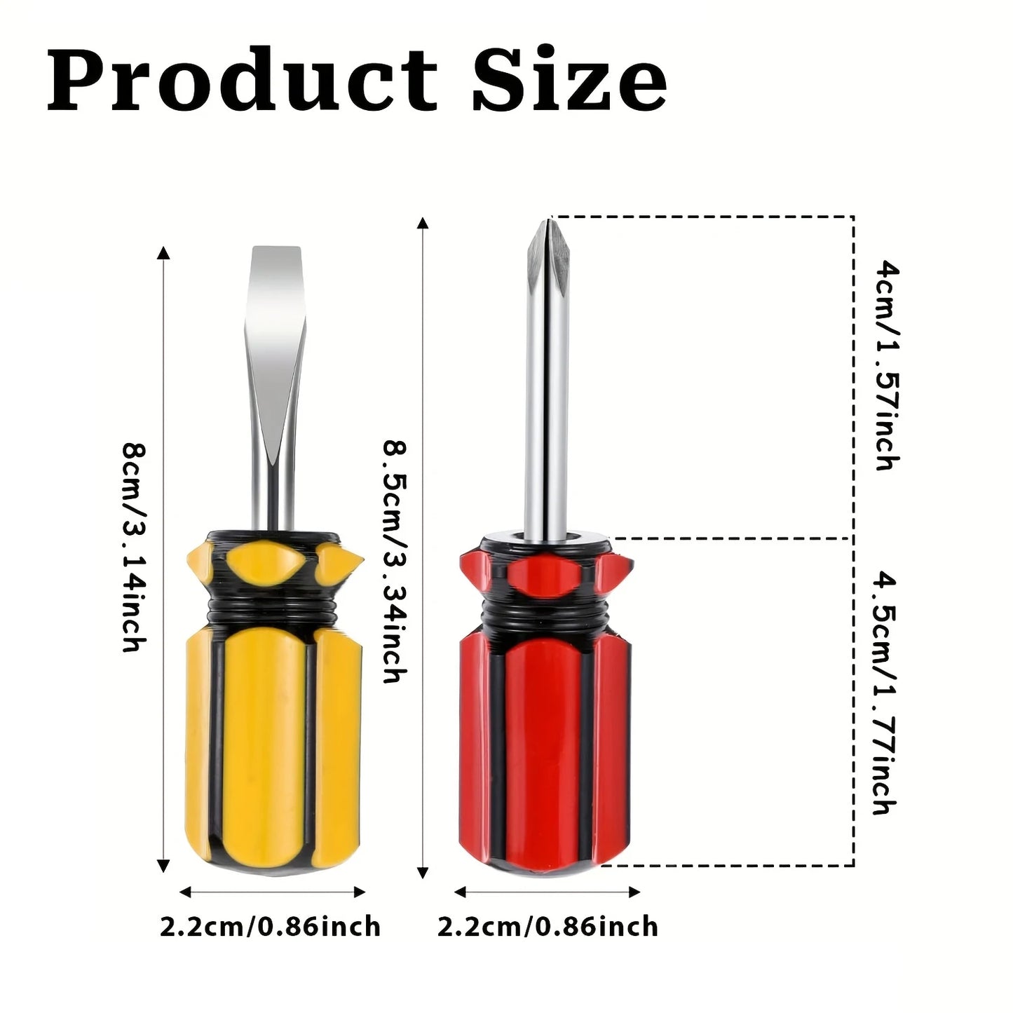 Small Screwdriver Short Handle Stubby Phillips Flat Head Pocket