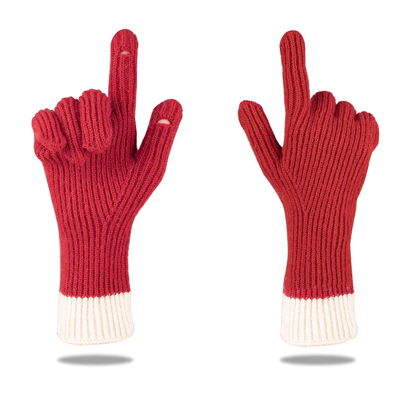 Unisex Knit Touch Screen Winter Gloves – Warm Patchwork Style