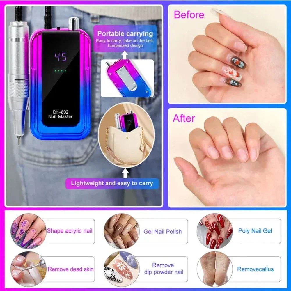 Professional 45000 RPM Rechargeable Electric Nail Drill Machine