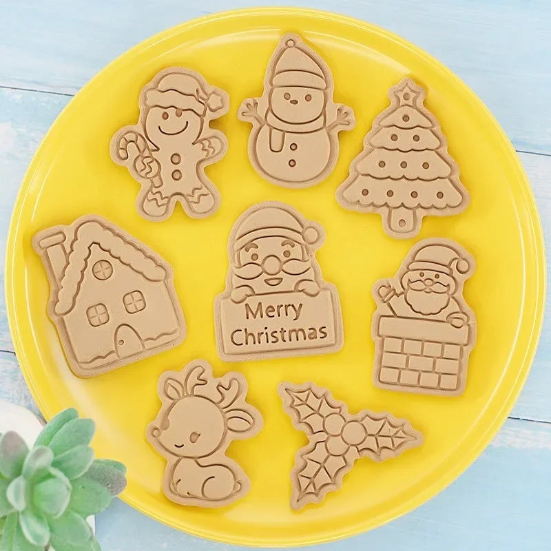 3D Christmas Cookie Cutters – Cartoon Fondant Baking Mold Set