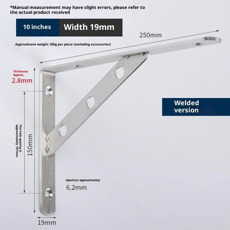2Pcs Angle Bracket Heavy Duty For Wall Angle Bracket Stainless Steel L Type Bracket Peaceful Pleasures Health and Wellness 1pc 2xFixed 10in