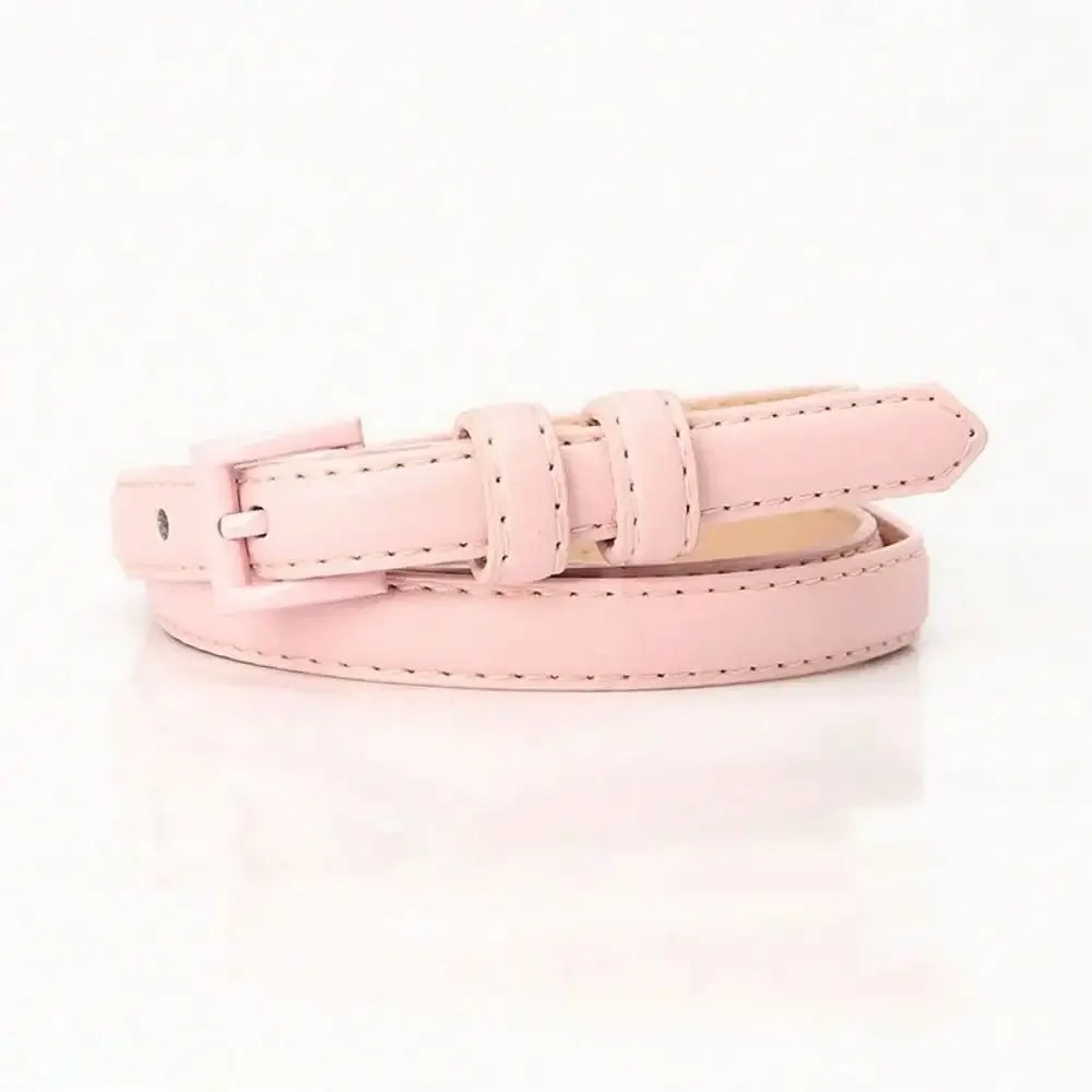 Women's Skinny Black PU Leather Belt – Slim Jeans Belt
