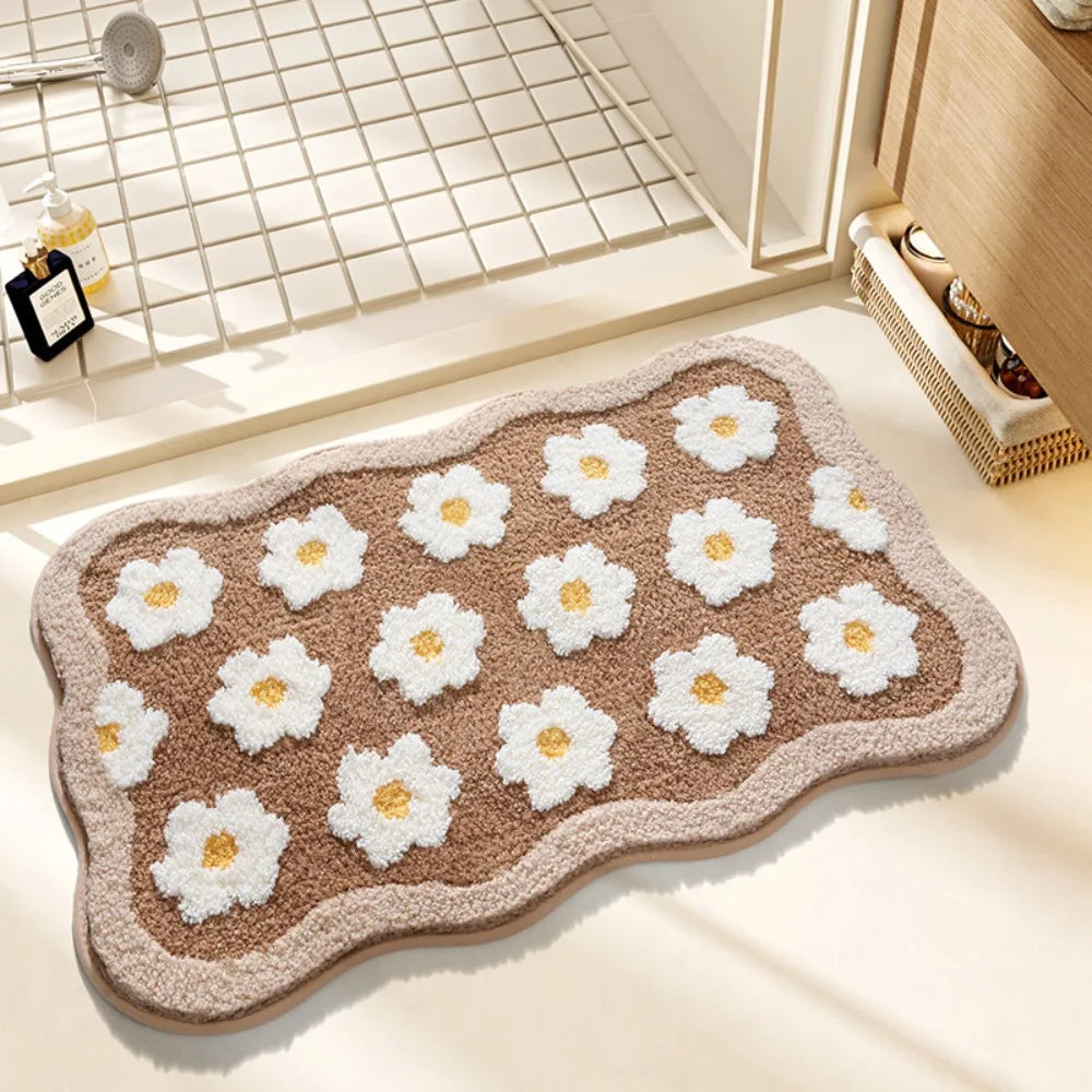 Floral Bathroom Floor Mat – Non-Slip, Soft & Absorbent 30×50cm