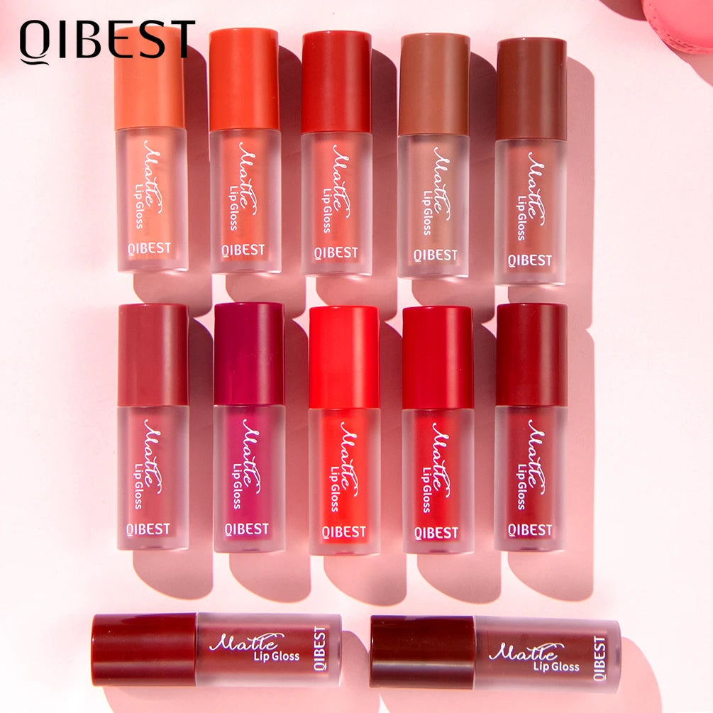 QIBEST Sexy Red Lasting Velvet Matte Lip Gloss Waterproof Nonstick Cup Liquid Lipstick Makeup For Women Beauty Lip Glaze Tint Peaceful Pleasures Health and Wellness