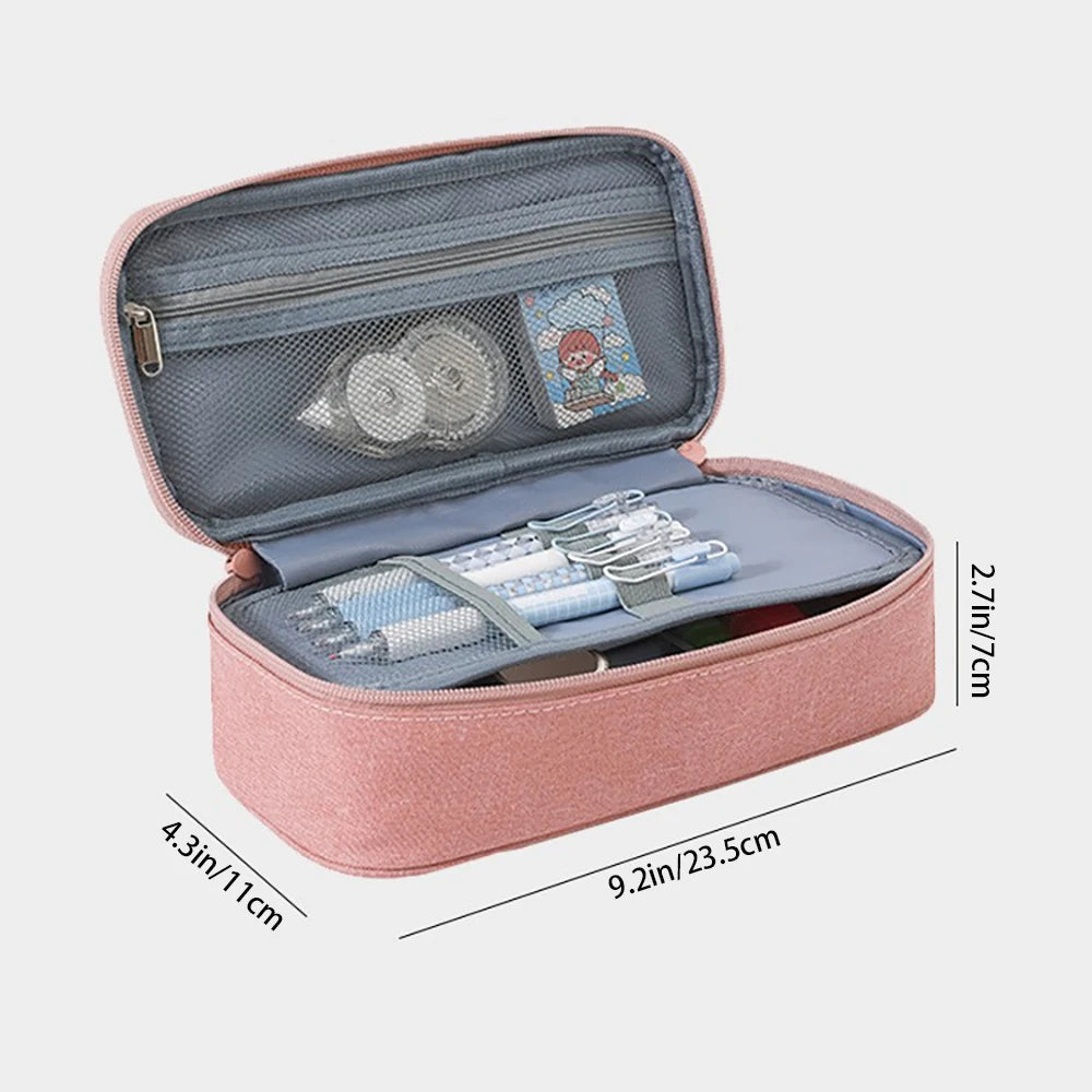 Simple Solid Large Capacity Pencil Case Student Stationery Box