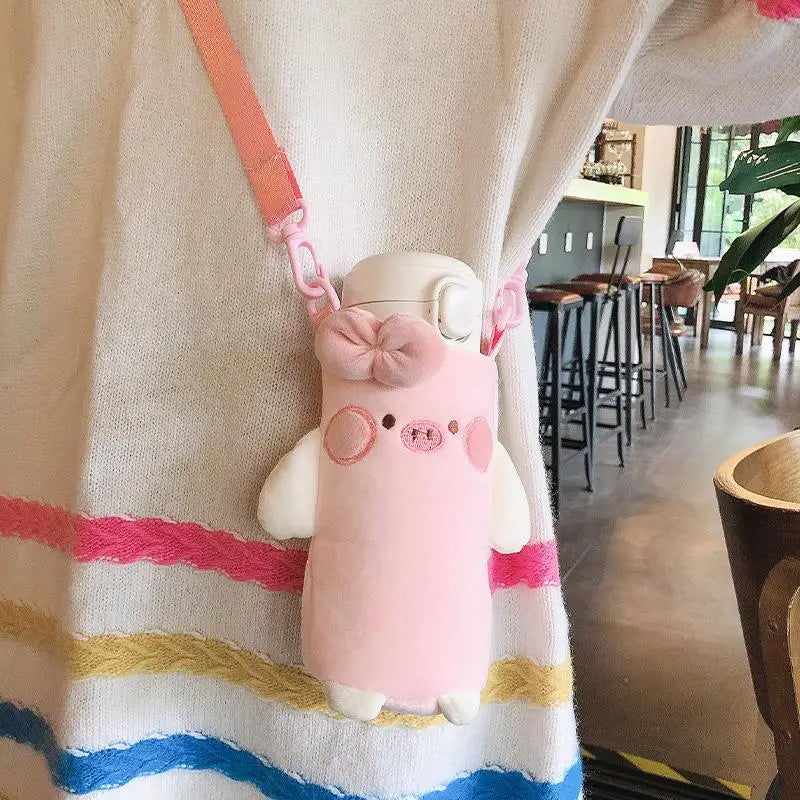Plush Cartoon Water Bottle Cover – Insulated Portable Sleeve