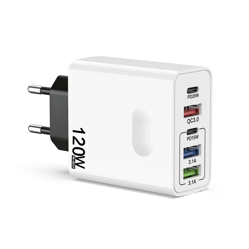 120W 5-in-1 USB-C Desktop Fast Charger QC3.0 | Multi-Port