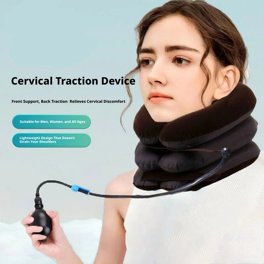 Inflatable Cervical Traction Device Thickened Liner Single Tube Neck Collar Air Inflation Neck Support Cervical Massage Pillow Peaceful Pleasures Health and Wellness