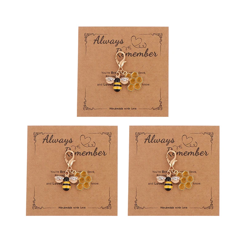 Cute Bee Honeycomb Honeypot Keychain – Gift for Women & Men Novelty Keychain Charm Peaceful Pleasures Health and Wellness B 3pcs