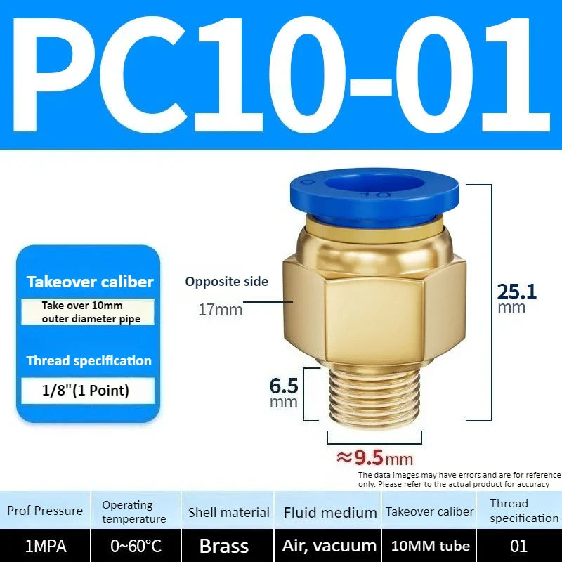 Copper Pneumatic Quick Connect Fittings 1/8"–1/2" Thread
