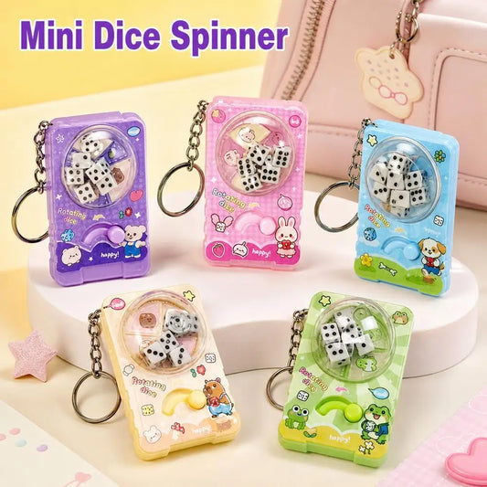 Cute Cartoon Rotating Dice Game Keychain Stress Relief Toy Manual Peaceful Pleasures Health and Wellness