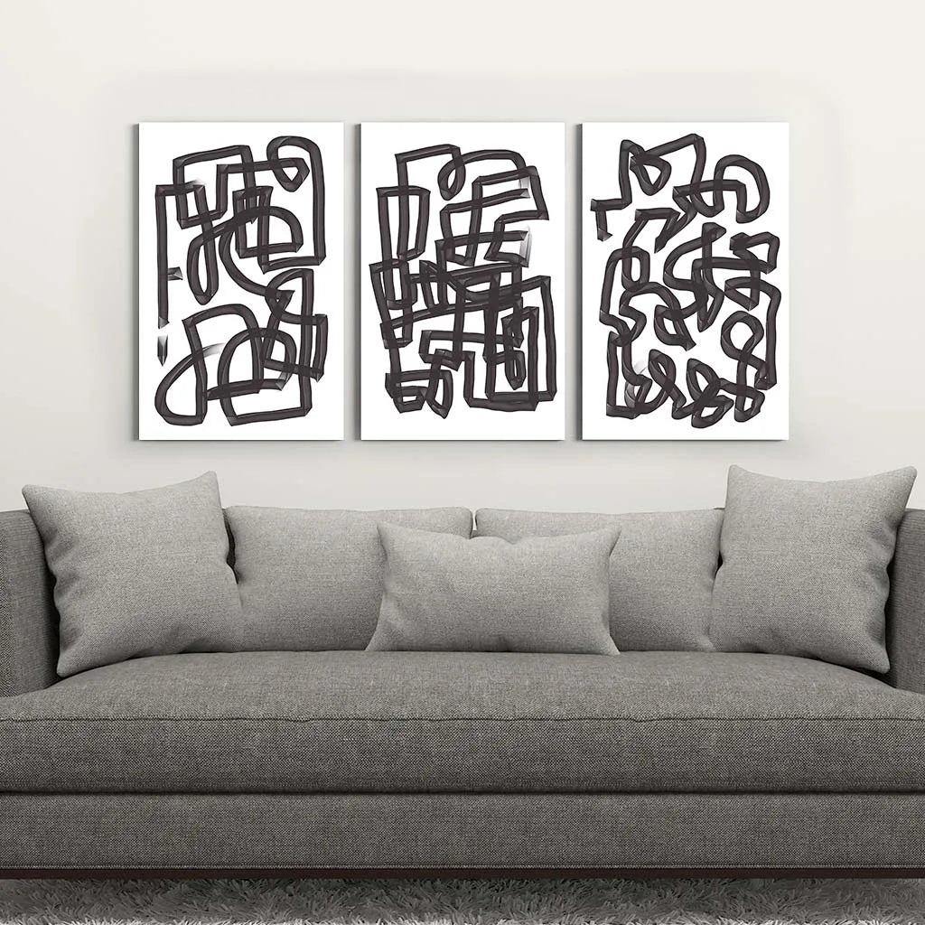 Abstract Black & White Line Art Canvas Print | Modern Wall Art Canvas Wall Art Print Peaceful Pleasures Health and Wellness