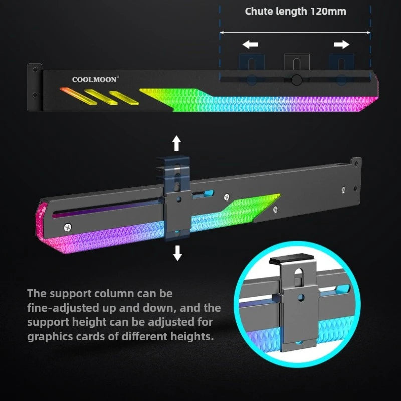 ARGB LED GT8 Graphics Card Holder for Desktop Computer Horizontal Mount Strong Support Bracket Stylish Design Strong Support Peaceful Pleasures Health and Wellness