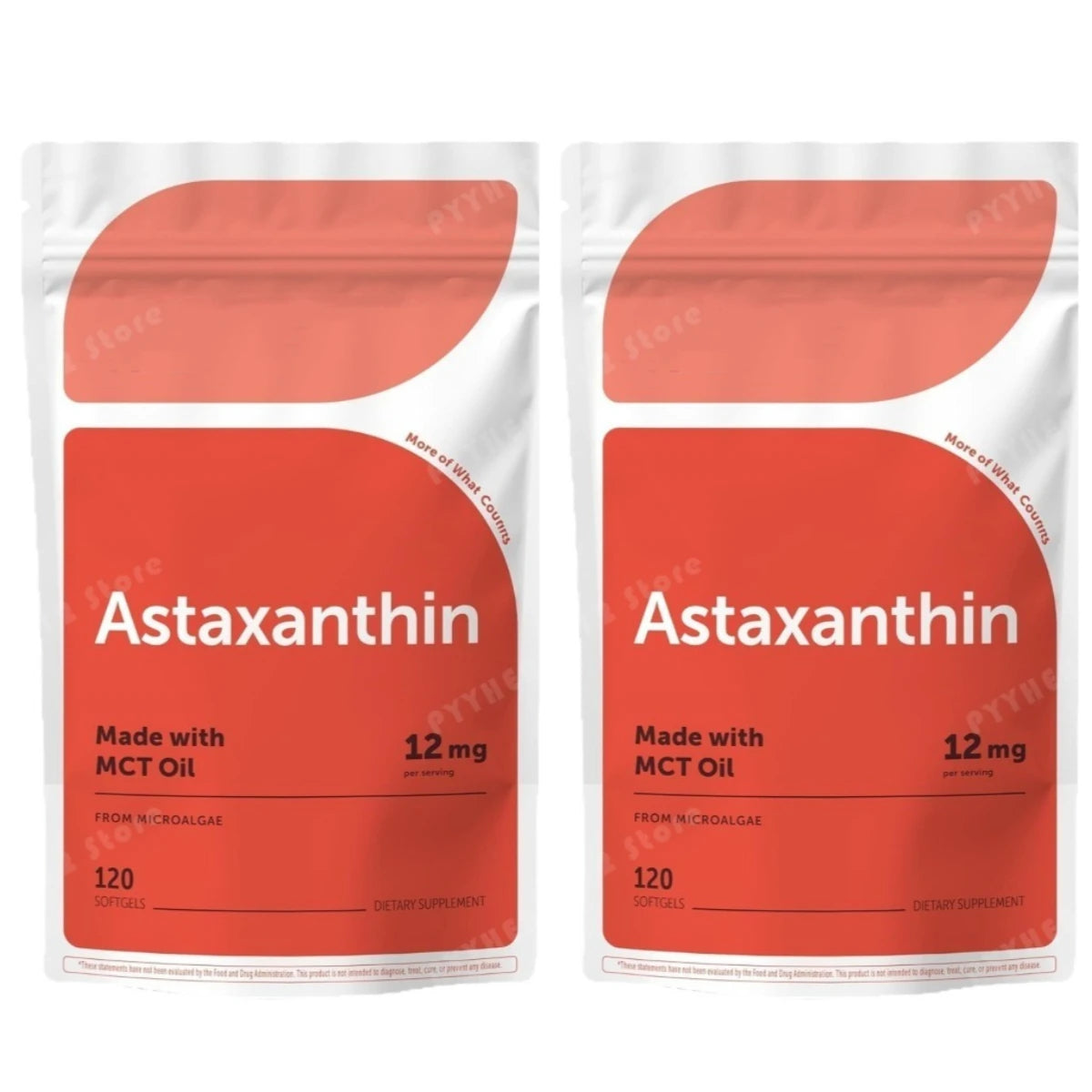Astaxanthin 12mg 120 Softgels | Microalgae MCT Oil Non-GMO
