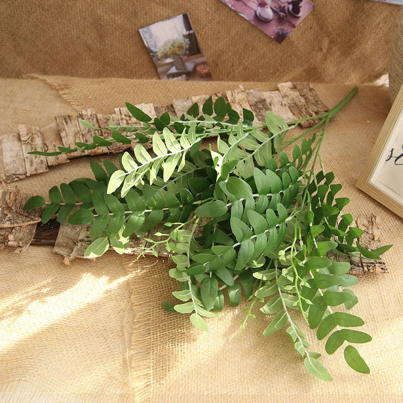 Silk Artificial Willow Bouquet | Fake Green Leaves for Home & Wedding