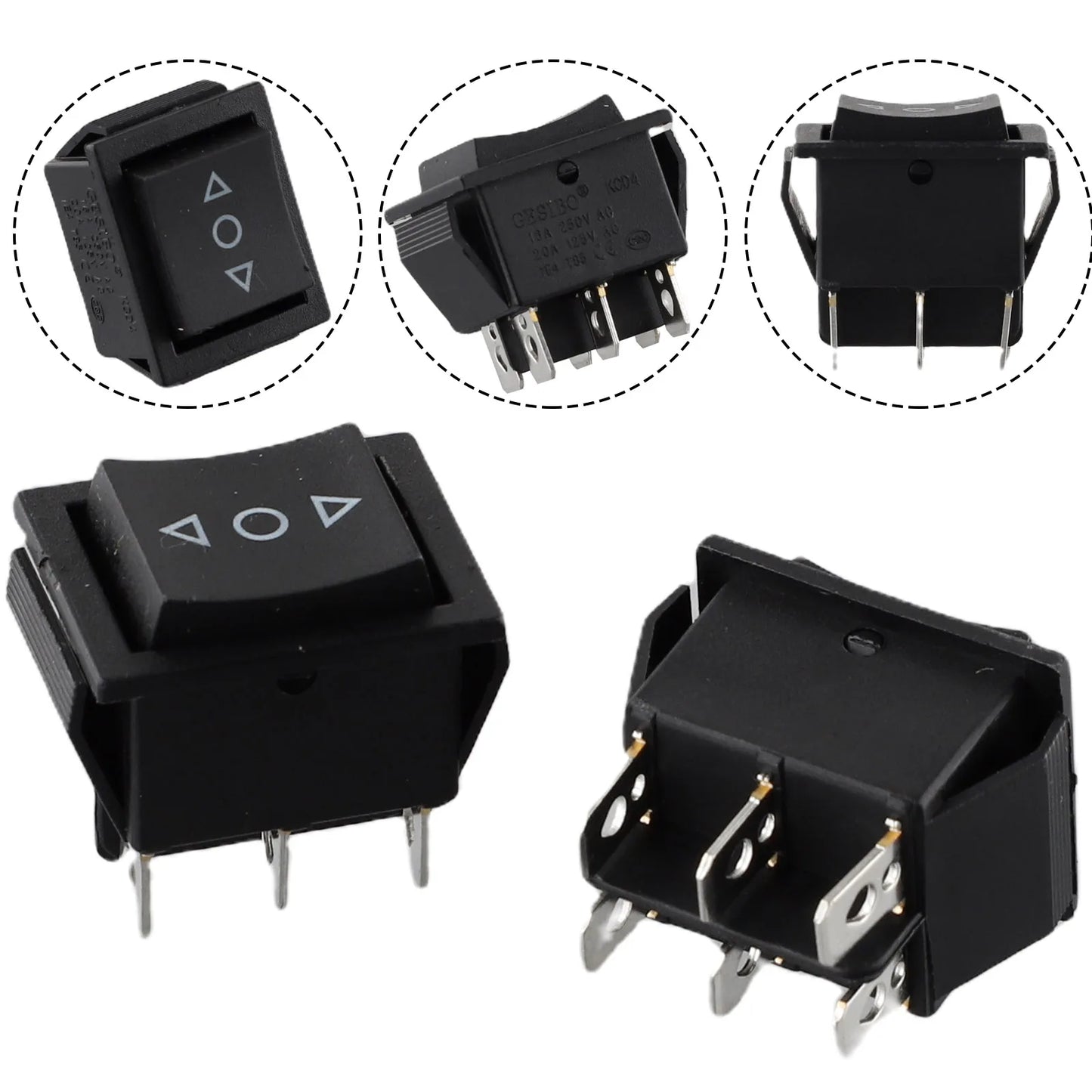 Rocker Switch 6 PIN DPDT Double Pole Throw 20 Amp Momentary Home
