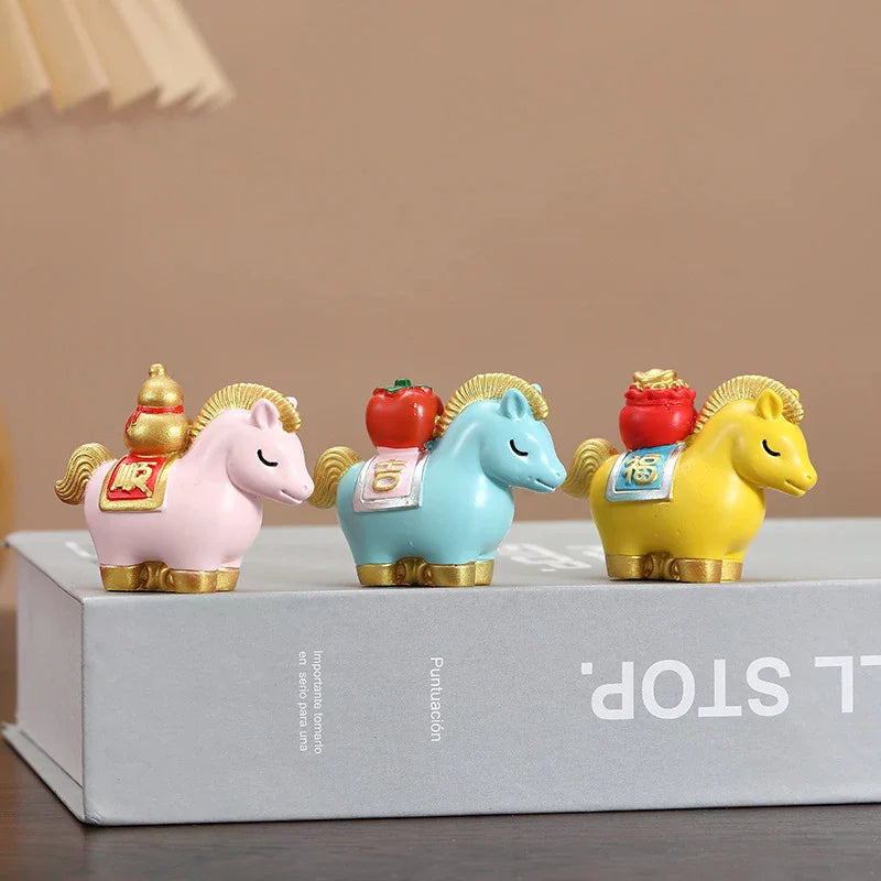 Red Resin Horse Figurine | Chinese Zodiac Good Luck Ornament