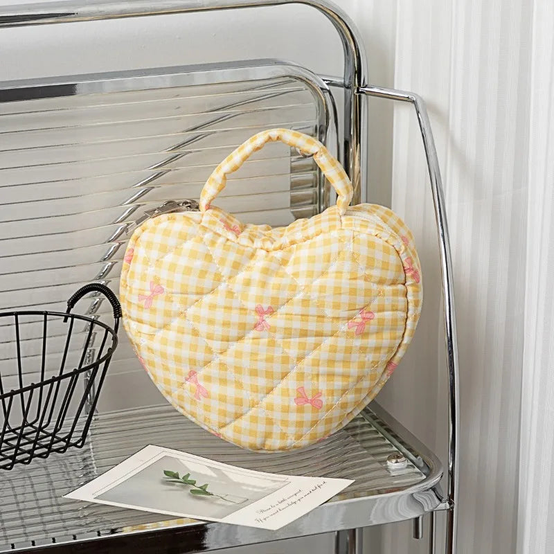 2026 New Large Capacity Floral Makeup Bag with Heart Pattern, Home Pastel Travel Cosmetic Organizer with Handles for Women Gift Peaceful Pleasures Health and Wellness