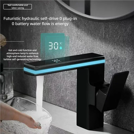 LED Temperature Sensing Basin Faucet | Single Handle Chrome Basin Faucet Peaceful Pleasures Health and Wellness