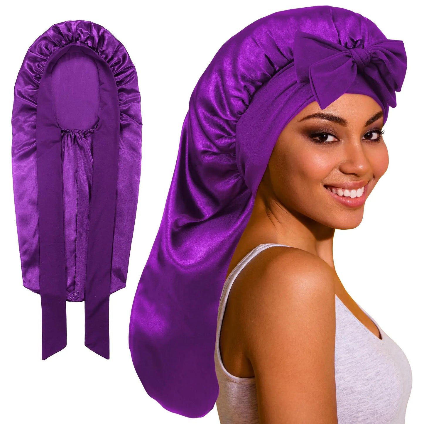 Satin Silk Sleep Bonnet for Women – Curly & Braided Hair Cap