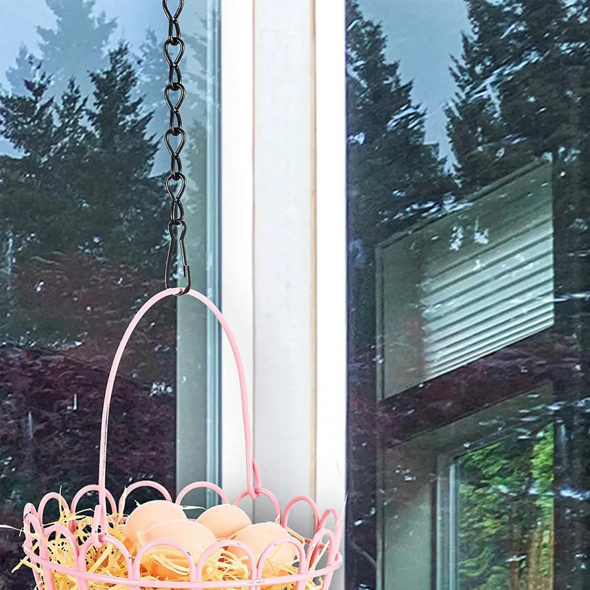 6 Pieces Metal Hanging Chains Hook Buckle Design for Bird Feeders Flower Pots Lanterns Adjustable Chain Hanger Garden Ornament Peaceful Pleasures Health and Wellness